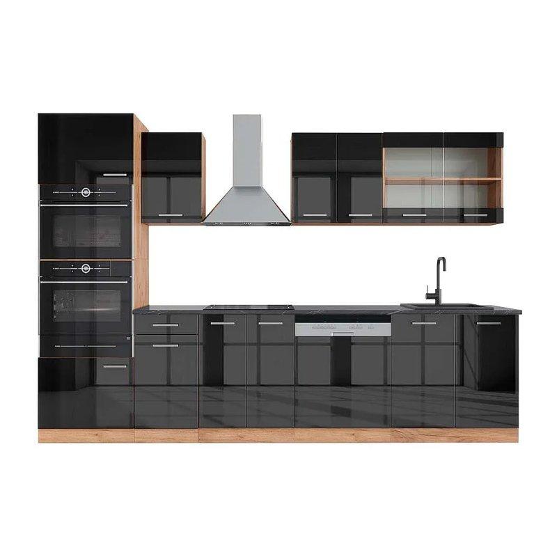 Parlak Beyaz ve Gold Meşe R-Line Mutfak Modeli - 300x60x82 cm - 186427