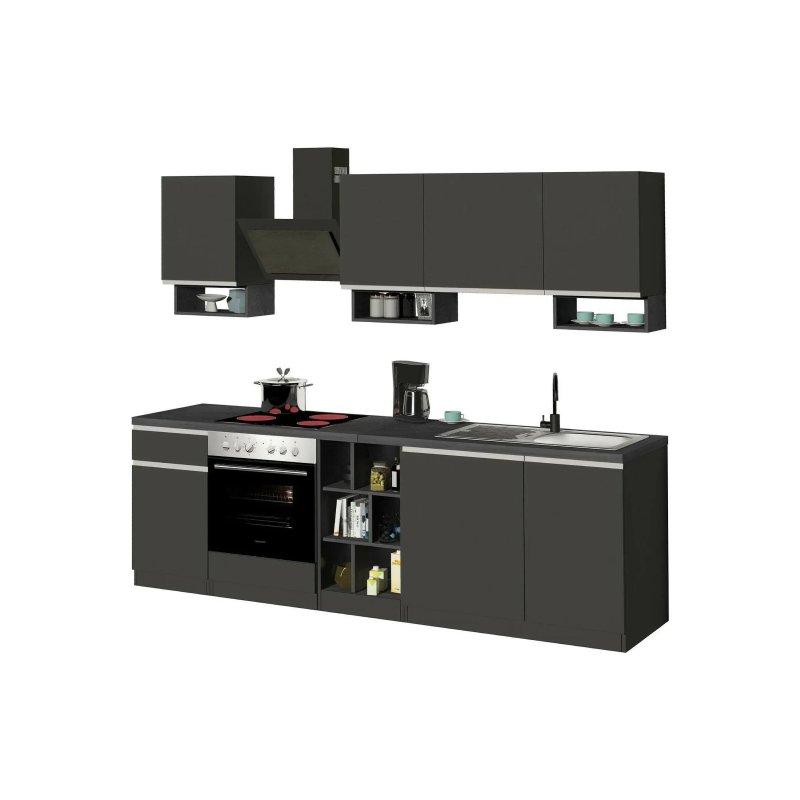 Parlak Beyaz ve Meşe Kilerli Lineer Mutfak Modeli - 255 cm - 186553