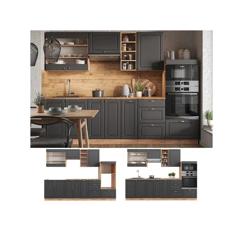 Parlak Bordo ve Gold Meşe Mutfak Modeli - 280 cm - 186457