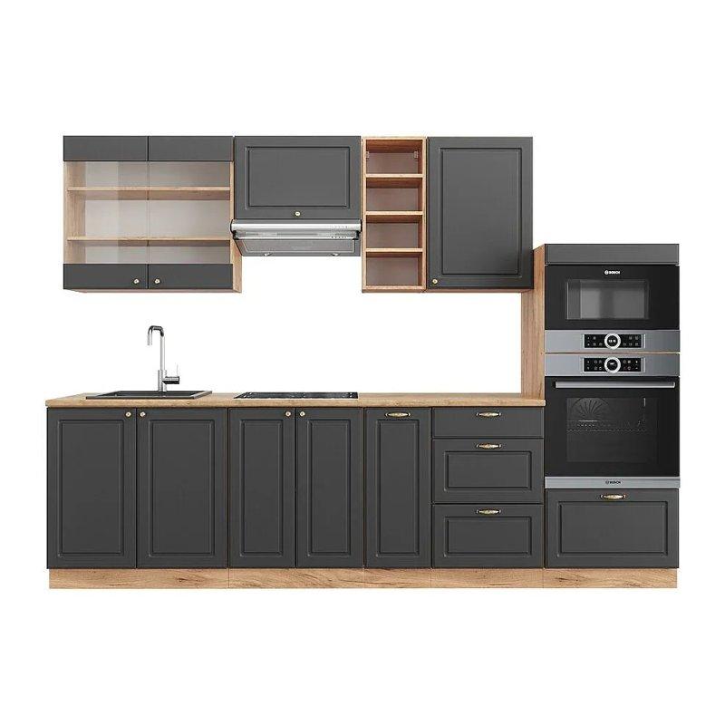 Parlak Bordo ve Gold Meşe Mutfak Modeli - 280 cm - 186457