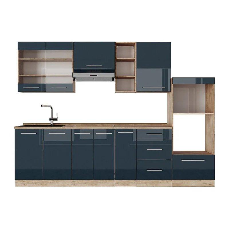 Parlak Bordo ve Gold Meşe Mutfak Modeli - 280x60x82 cm - 186376