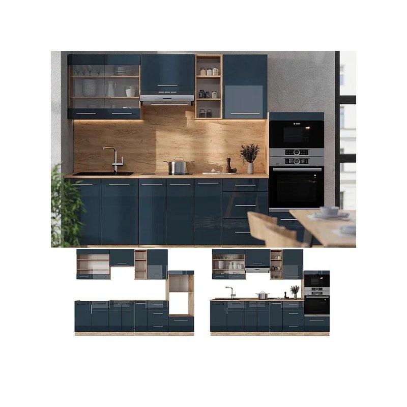 Parlak Bordo ve Gold Meşe Mutfak Modeli - 280x60x82 cm - 186376