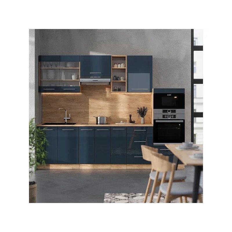 Parlak Bordo ve Gold Meşe Mutfak Modeli - 280x60x82 cm - 186376