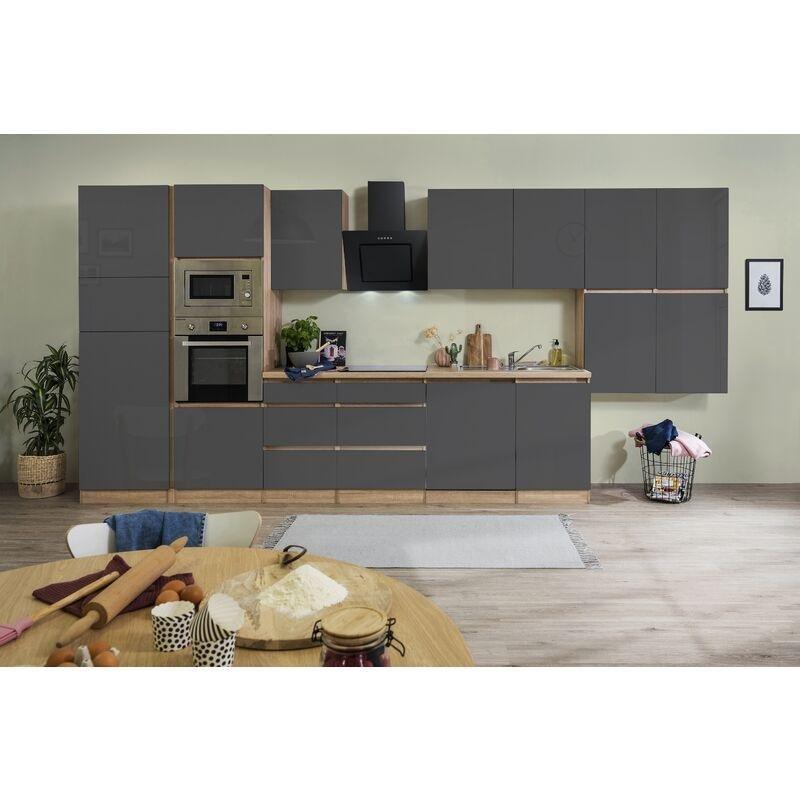 Parlak Gri Sonoma Meşesi Kulpsuz Ankastre Setli Mutfak Modeli - 445 cm - 185907
