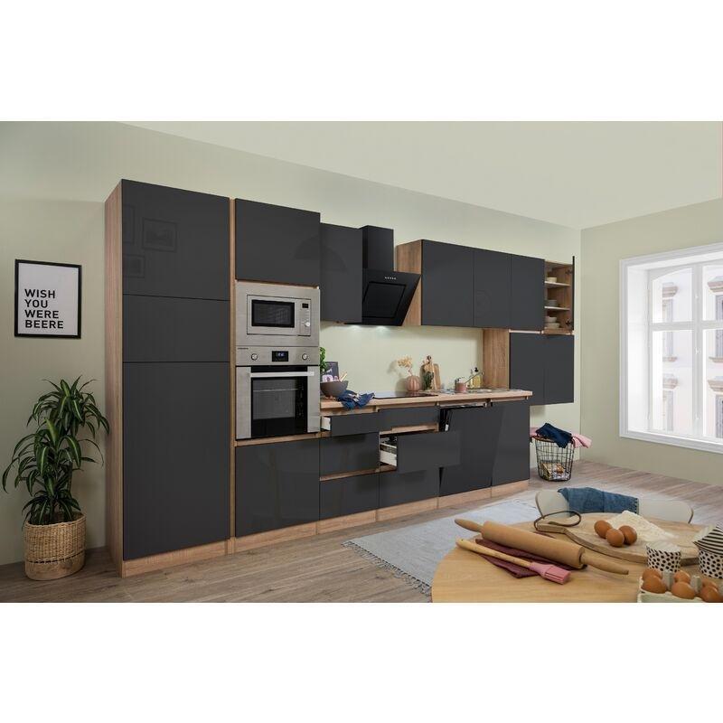 Parlak Gri Sonoma Meşesi Kulpsuz Ankastre Setli Mutfak Modeli - 445 cm - 185907