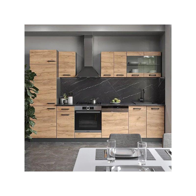 Parlak Siyah ve Antrasit R-Line Mutfak - 300 cm - 186400