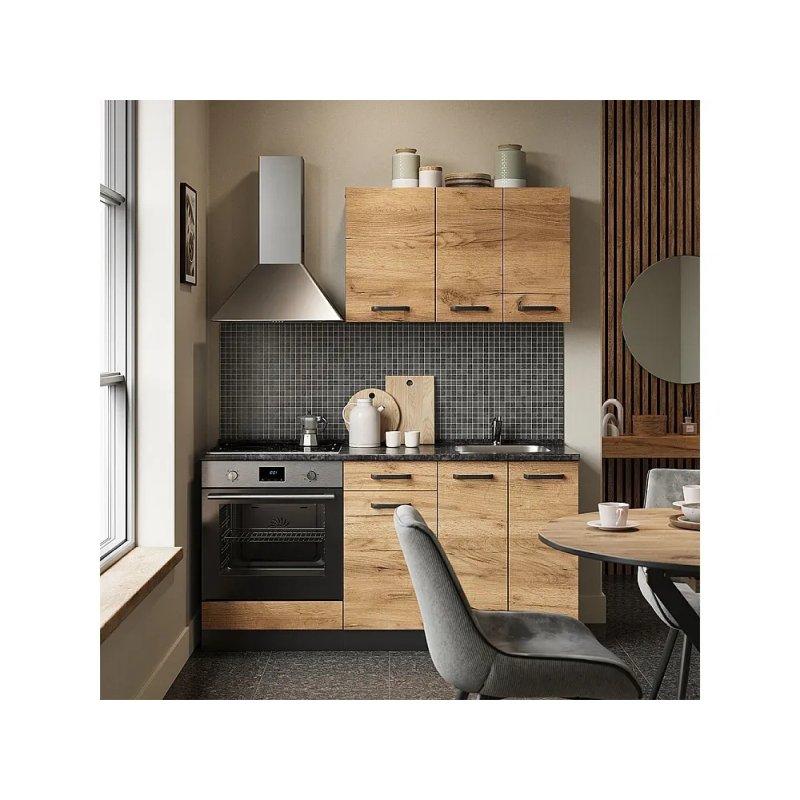 Parlak Siyah ve Beyaz Mutfak Dolap Seti - 160 cm - 186565