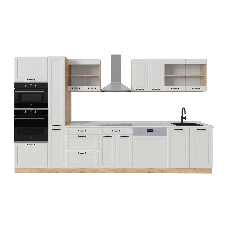 Parlak Siyah ve Gold Meşe Modern Mutfak Modeli - 350x60x82 cm - 186481