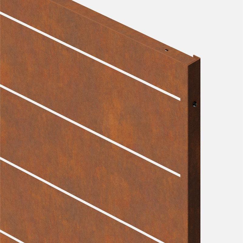 Pas Rengi Corten Çelik Geometrik Desenli Ayaklı Bahçe Paravanı - 194x115 cm - 172937
