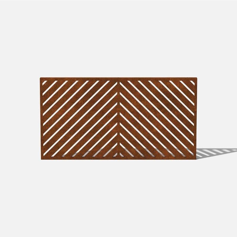 Pas Rengi Corten Çelik Lazer Kesim Arrow Desenli Bahçe Paravanı - 115x61 cm - 173870