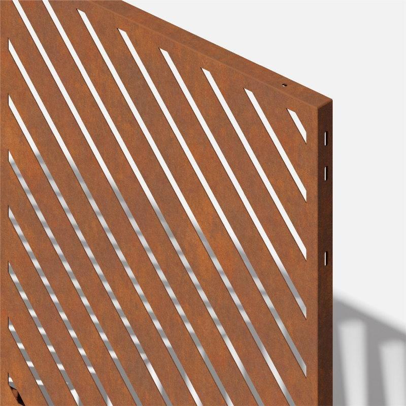 Pas Rengi Corten Çelik Lazer Kesim Arrow Desenli Bahçe Paravanı - 115x61 cm - 173870