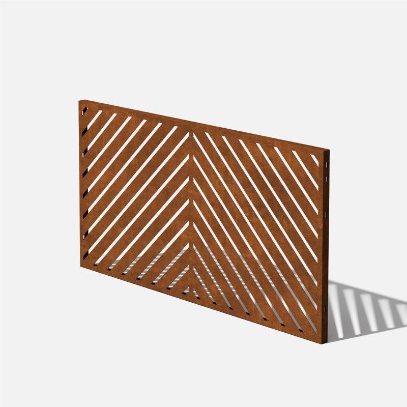 Pas Rengi Corten Çelik Lazer Kesim Arrow Desenli Bahçe Paravanı - 115x61 cm - 173870
