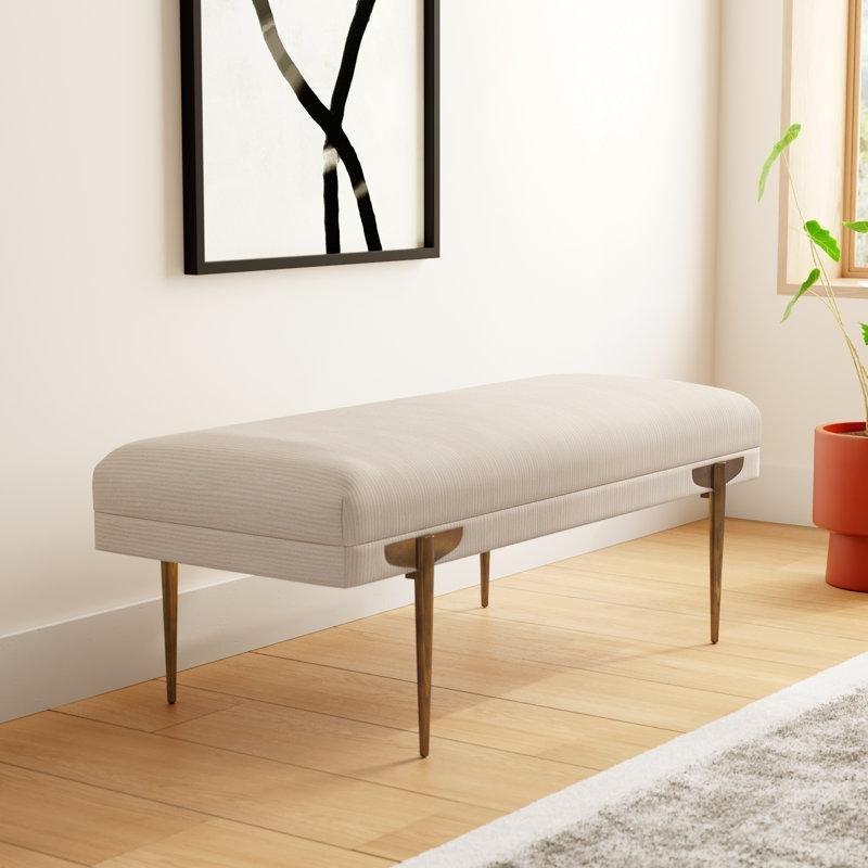 Paslanmaz Çelik Ayaklı Kadife Döşemeli Yivli Bench - 136 cm - 164344