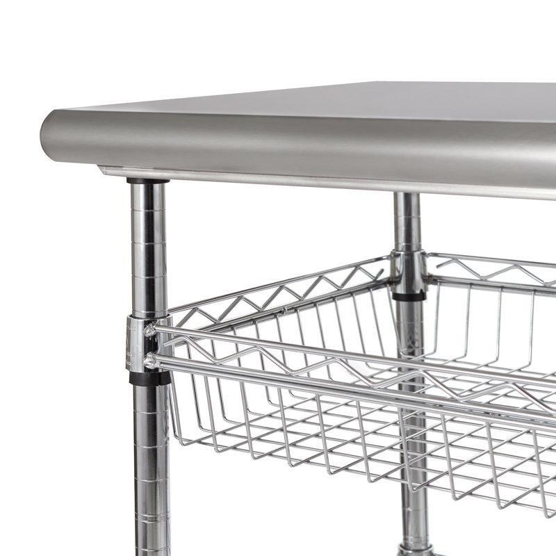 Paslanmaz Çelik NSF Sertifikalı Tekerlekli ve Sepetli Mutfak Servis Arabası - 77x51x92 cm - 178110
