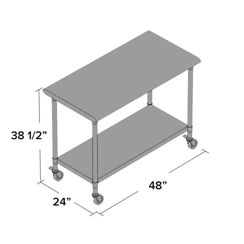 Paslanmaz Çelik Tekerlekli ve Ayarlanabilir Raflı Servis Arabası - 122x61 cm - 178295