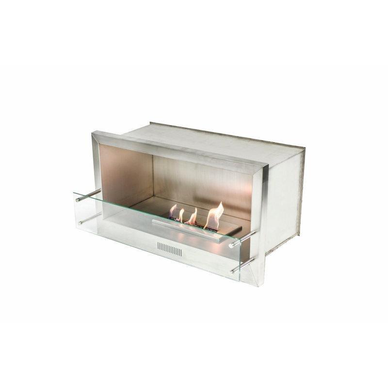 Paslanmaz Çelik ve Cam Bacasız Ankastre Bioethanol Şömine - 97 cm - 188096