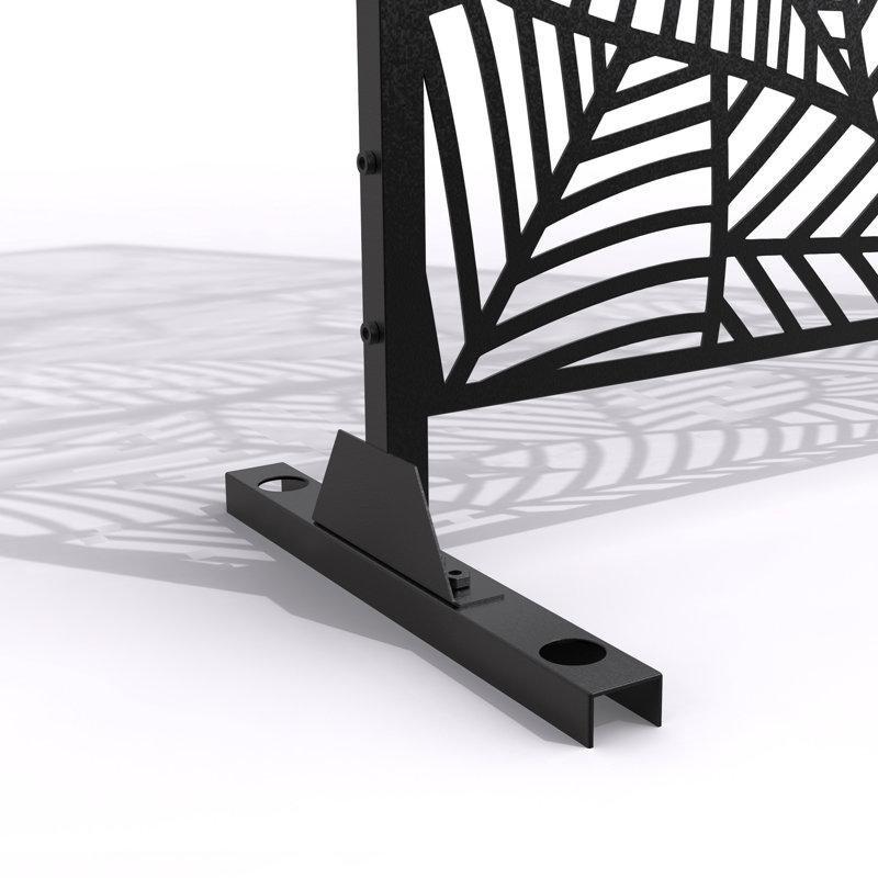 Paslanmaz Metal Geniş Yaprak Desenli Ayaklı 2li Bahçe Paravanı Seti - 193x120 cm - 173962