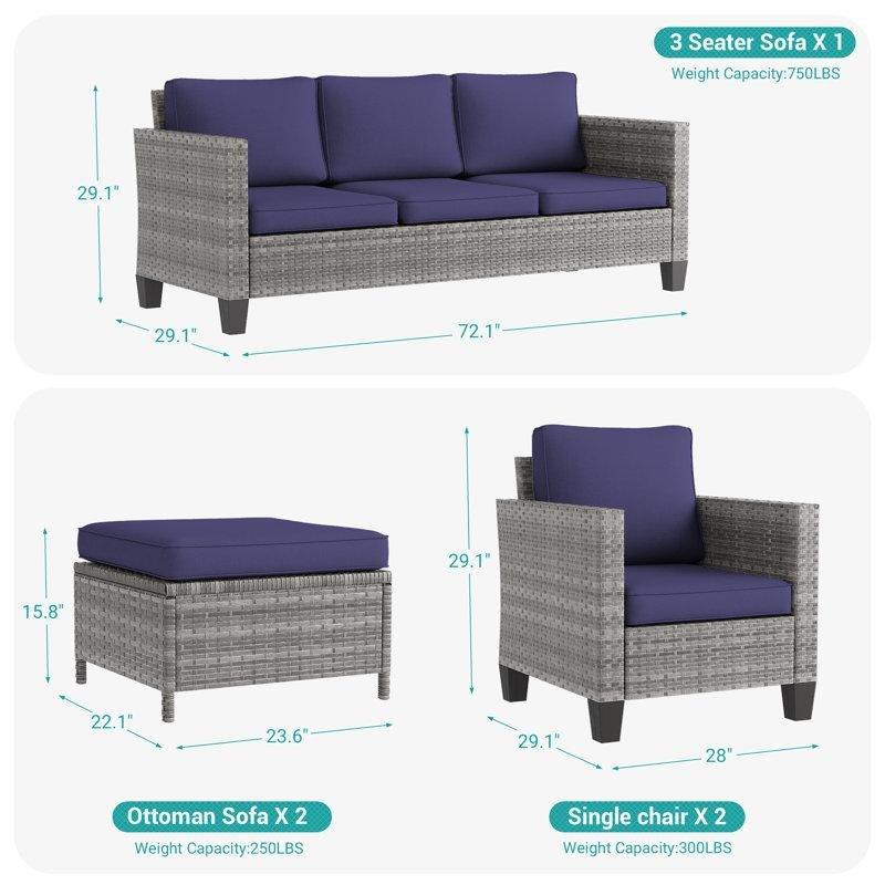 PE Rattan 5 Kişilik Minderli Bahçe Takımı - 209954