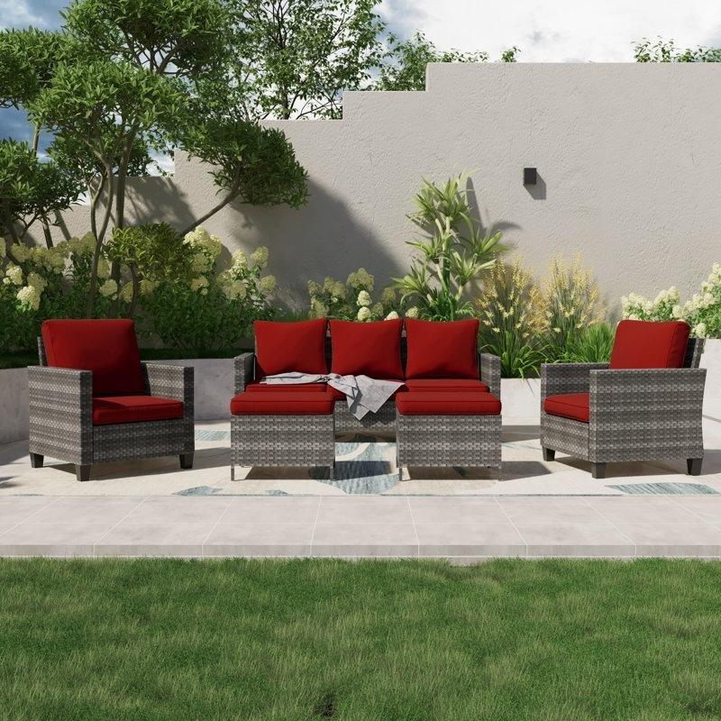 PE Rattan Çelik İskeletli 5 Kişilik Minderli Bahçe Takımı - 211034