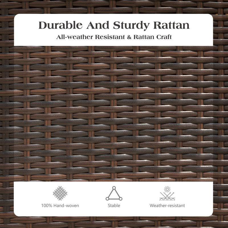 PE Rattan Minderli ve Şemsiyeli Kare Masalı 4 Kişilik Bahçe Masa Takımı - 213687