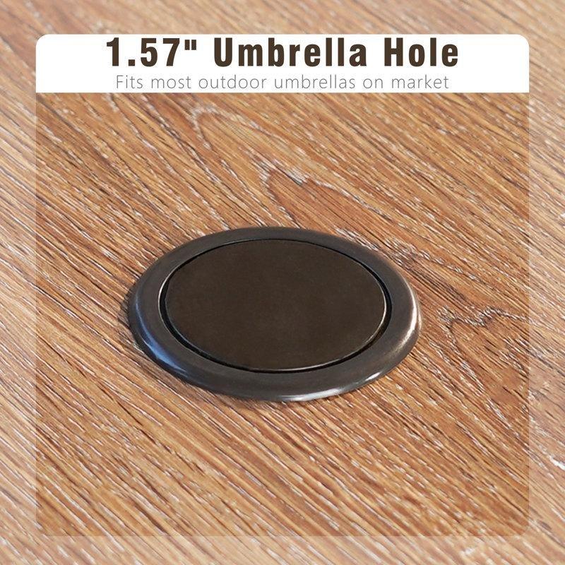 PE Rattan Minderli ve Şemsiyeli Kare Masalı 4 Kişilik Bahçe Masa Takımı - 213687