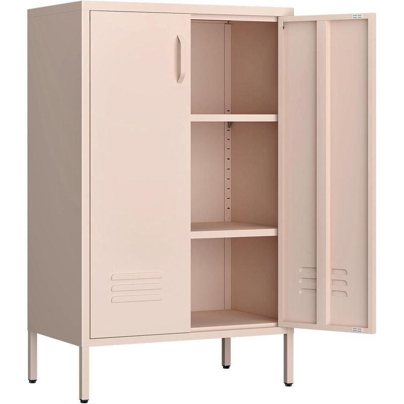 Pembe Çelik 2 Kapaklı Ayarlanabilir Raflı Locker Tasarım Ayakkabılık - 107x65x36 cm - 227133
