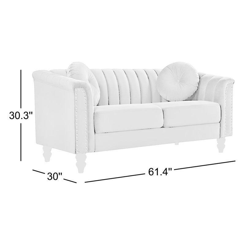 Pembe Kadife Kapitoneli Chesterfield Tasarım İkili Koltuk - 156 cm - 205586