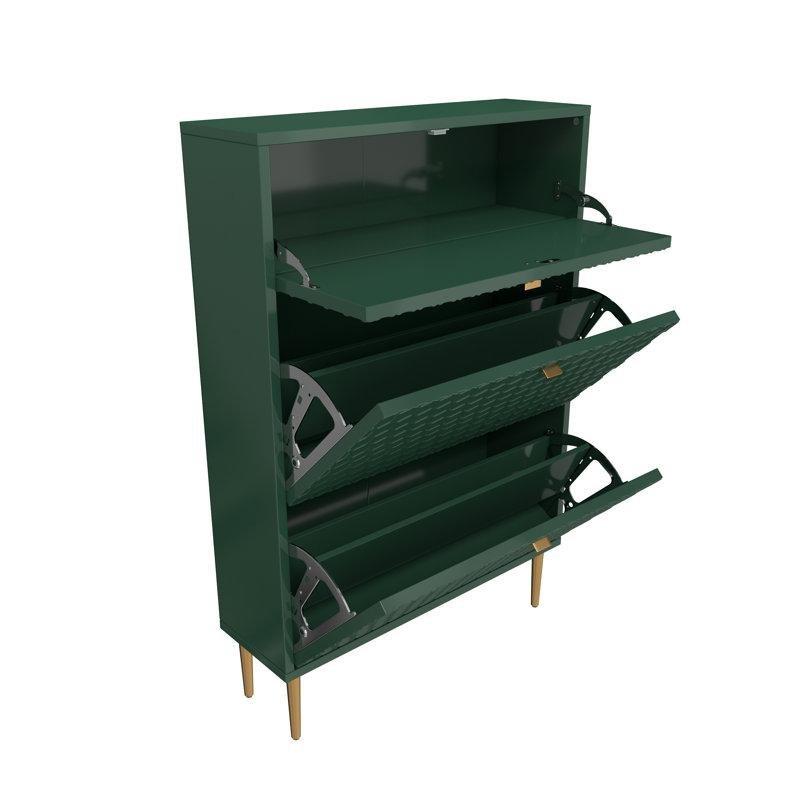 Petek Desenli Gold Metal Ayaklı MDF Düşer Kapaklı Ayakkabılık - 229932