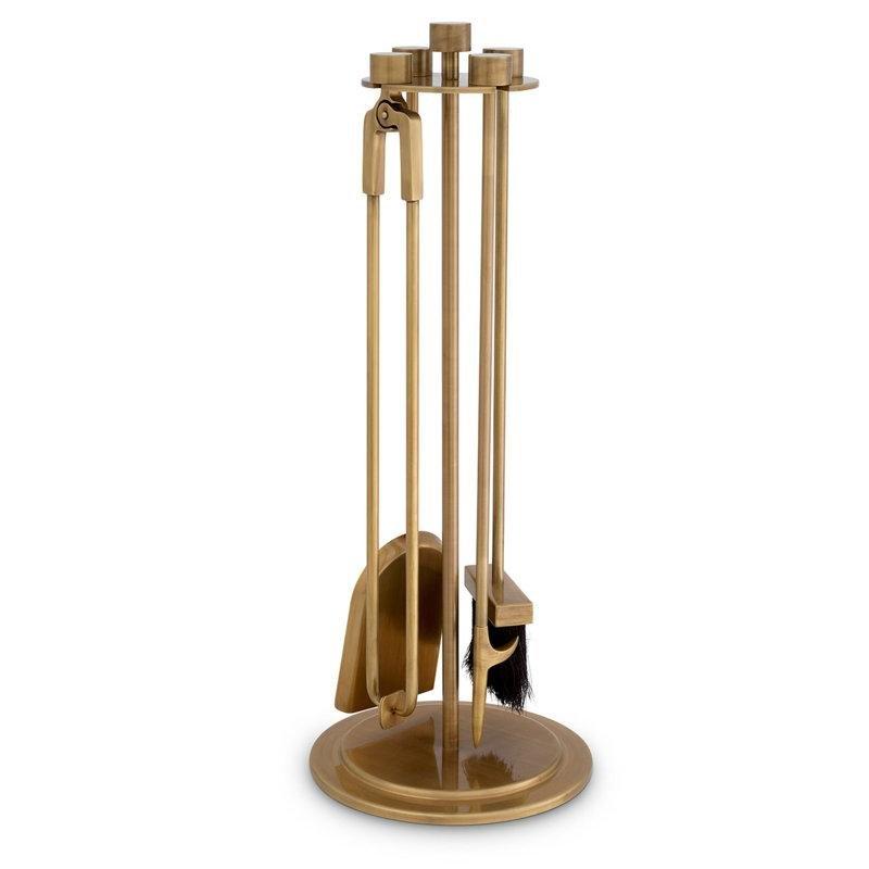 Pirinç ve Çelik Standlı 4 Parça Şömine Maşa Takımı - 72 cm - 189123