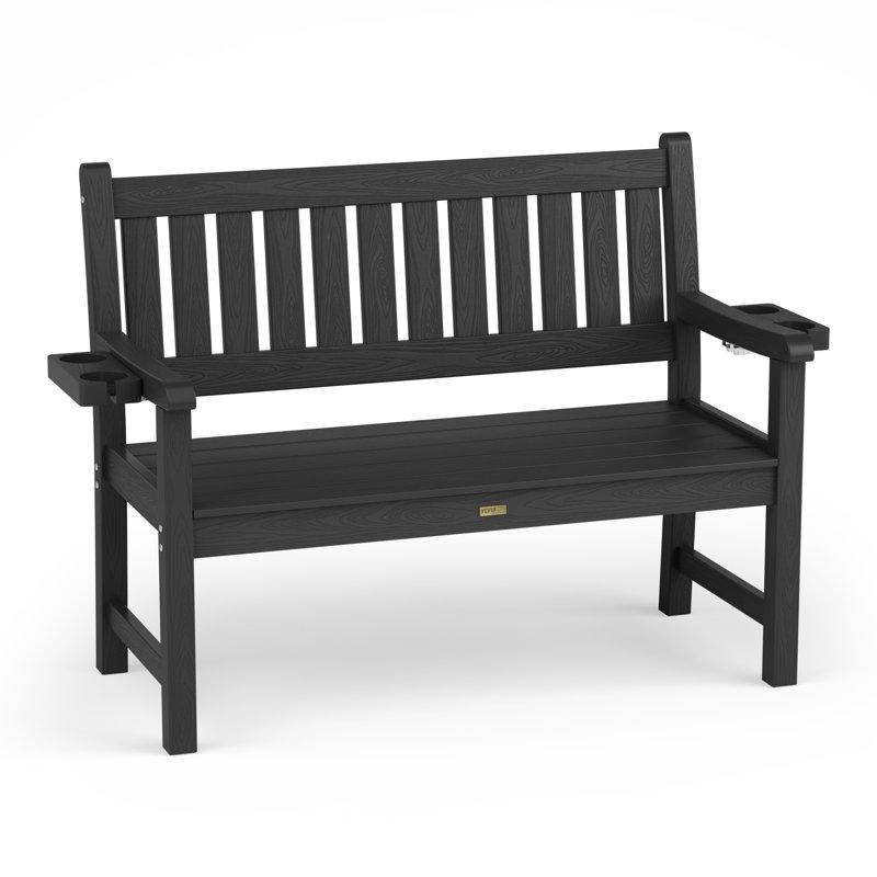 Plastik 2 Kişilik Katlanır Bardaklıklı Bahçe Bankı - 143 cm - 173747