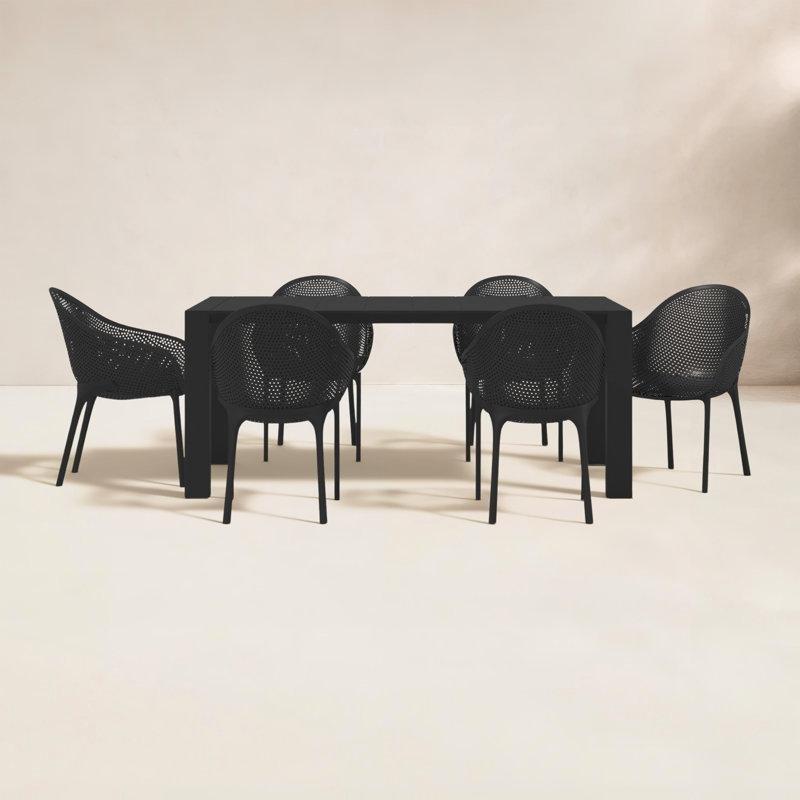 Plastik Açılır ve İstiflenebilir 6 Kişilik Bahçe Masa Takımı - 178x100 cm - 213530