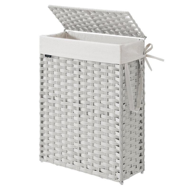 Plastik Rattan Metal İskeletli Kapaklı Katlanabilir Çamaşır Sepeti - 46x21x61 cm - 187688