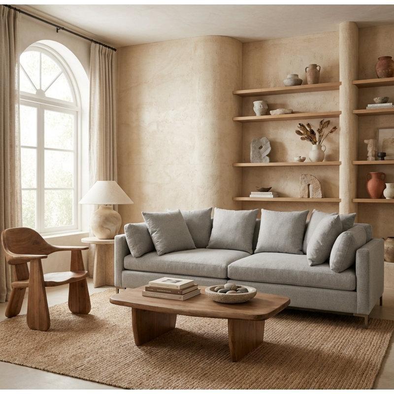 Platin Polyester Kumaş Metal İskeletli Kare Kollu Koltuk - 300 cm - 195430