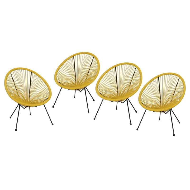 Polietilen Hasır Papasan Tasarım 4lü Set Bahçe Sandalyesi - 173265