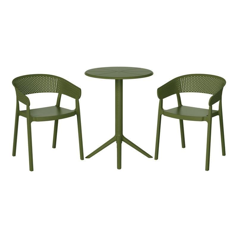 Polipropilen İstiflenebilir Sandalyeli Yuvarlak Bahçe Masa Takımı - 63 cm - 215769