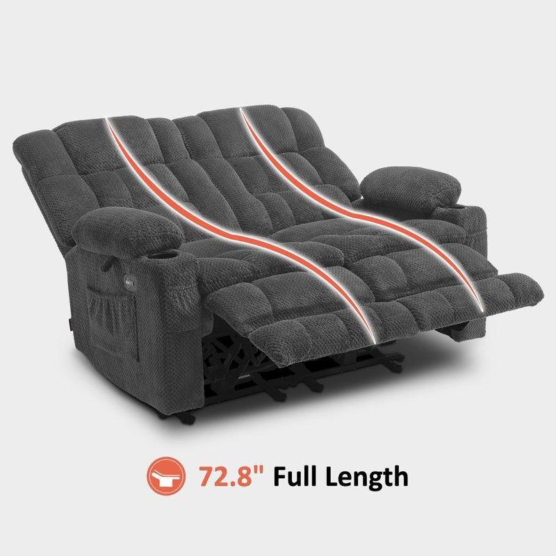 Polyester Ahşap Elektrikli Masajlı İkili Koltuk - 145x73x110 cm - 206491