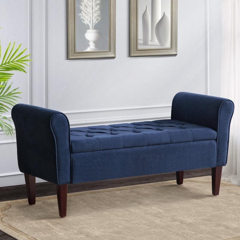 Polyester Döşemeli Kapitoneli Sandıklı Kollu Bench - 122 cm - 164341