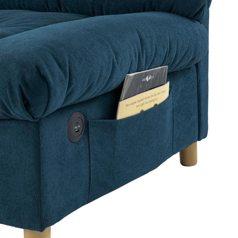 Polyester Kapitoneli USB Portlu Kolsuz İkili Koltuk - 206 cm - 206389