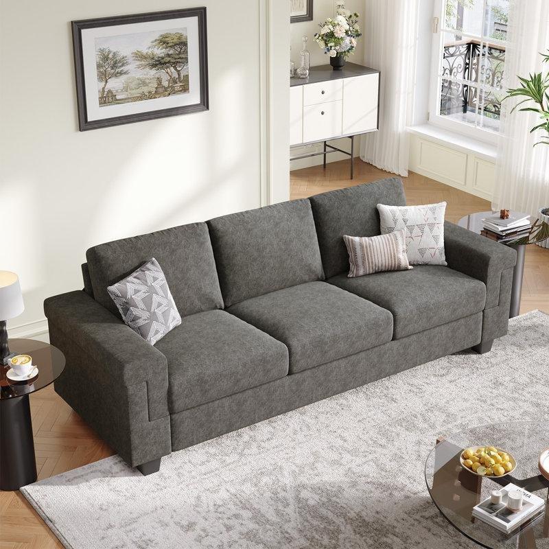 Polyester Kumaş 3 Kişilik Kare Kollu Çıkarılabilir Kılıflı Koltuk - 229 cm - 197092