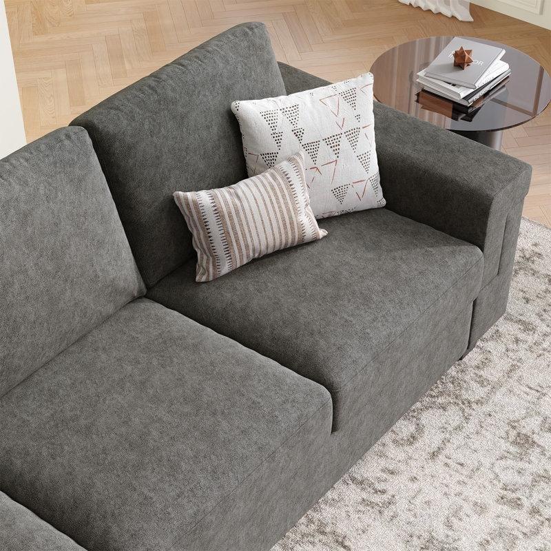 Polyester Kumaş 3 Kişilik Kare Kollu Çıkarılabilir Kılıflı Koltuk - 229 cm - 197092