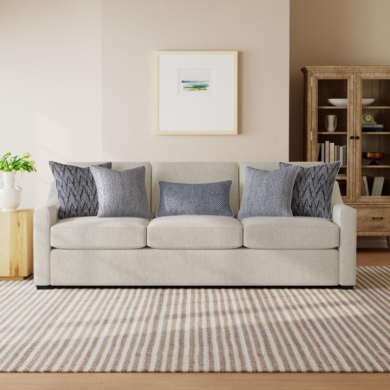 Polyester Kumaş Çift Taraflı Minderli Kare Kollu Üçlü Koltuk 5 Kırlentli - 244 cm - 197206