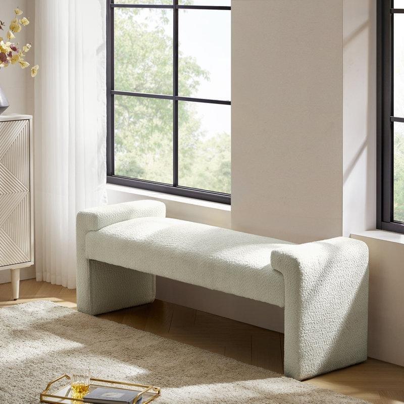 Polyester Kumaş Döşemeli Masif Ahşap Kollu Bench - 149 cm - 164764