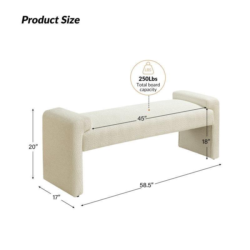 Polyester Kumaş Döşemeli Masif Ahşap Kollu Bench - 149 cm - 164764