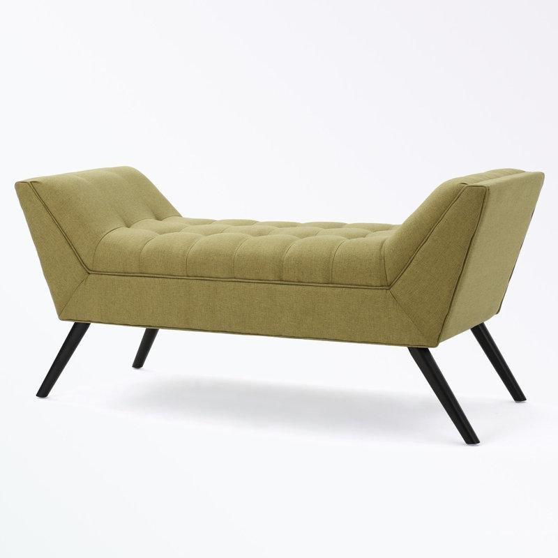 Polyester Kumaş Döşemeli Masif Huş Ağacı Kollu Bench - 133 cm - 164416