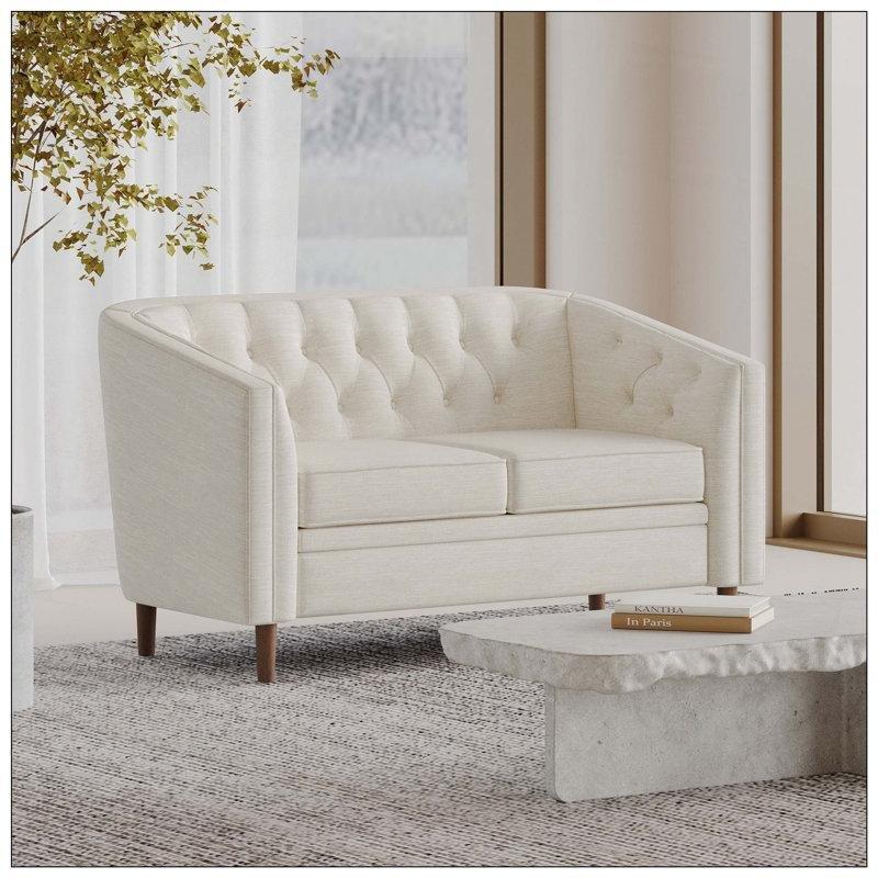 Polyester Kumaş Kapitone Huş Ağacı Ayaklı İkili Koltuk - 141 cm - 206078