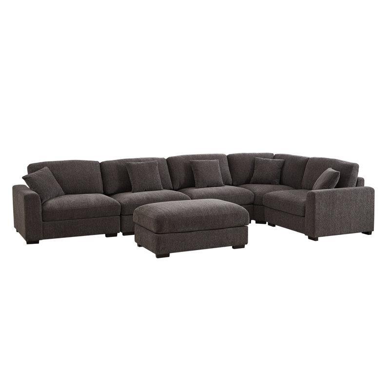 Polyester Kumaş Masif Ahşap İskeletli Yönü Değiştirilebilir Modüler Köşe Koltuk Takımı - 317 cm - 195066