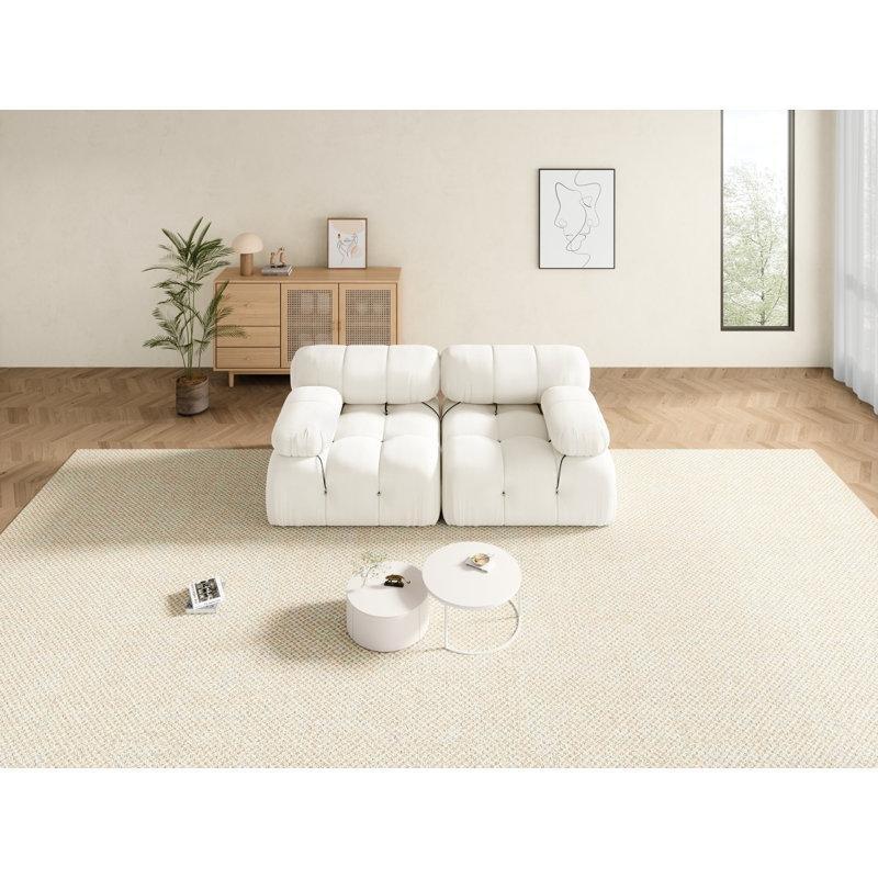 Polyester Kumaş Masif Ahşap Modüler İkili Koltuk - 188x94x67 cm - 206457