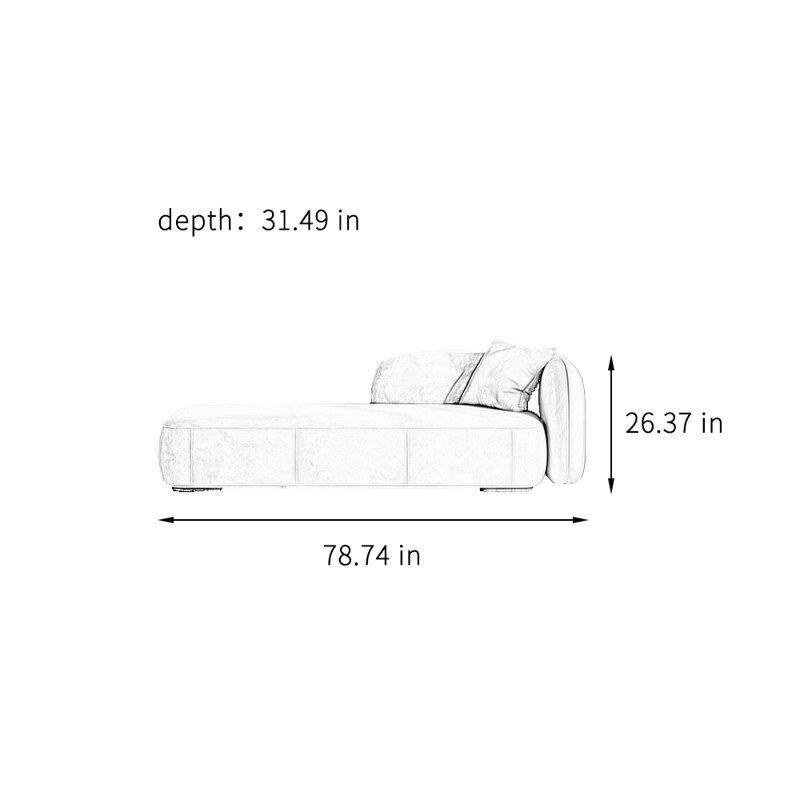 Polyester Kumaş Masif Ahşap Tek Kollu Josephine Koltuk - 200x80 cm - 189626
