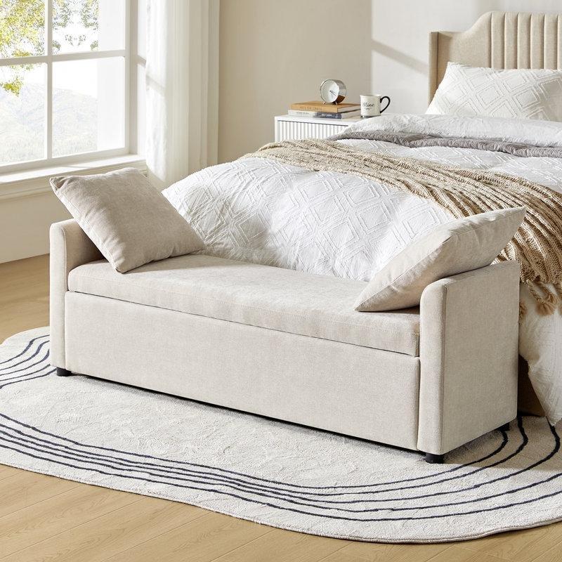 Polyester Kumaş Sandıklı İki Yastıklı Modern Bench - 151 cm - 164749
