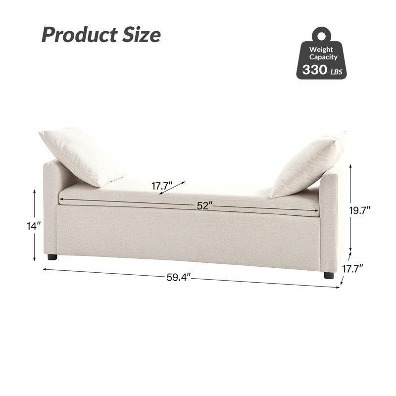 Polyester Kumaş Sandıklı İki Yastıklı Modern Bench - 151 cm - 164749